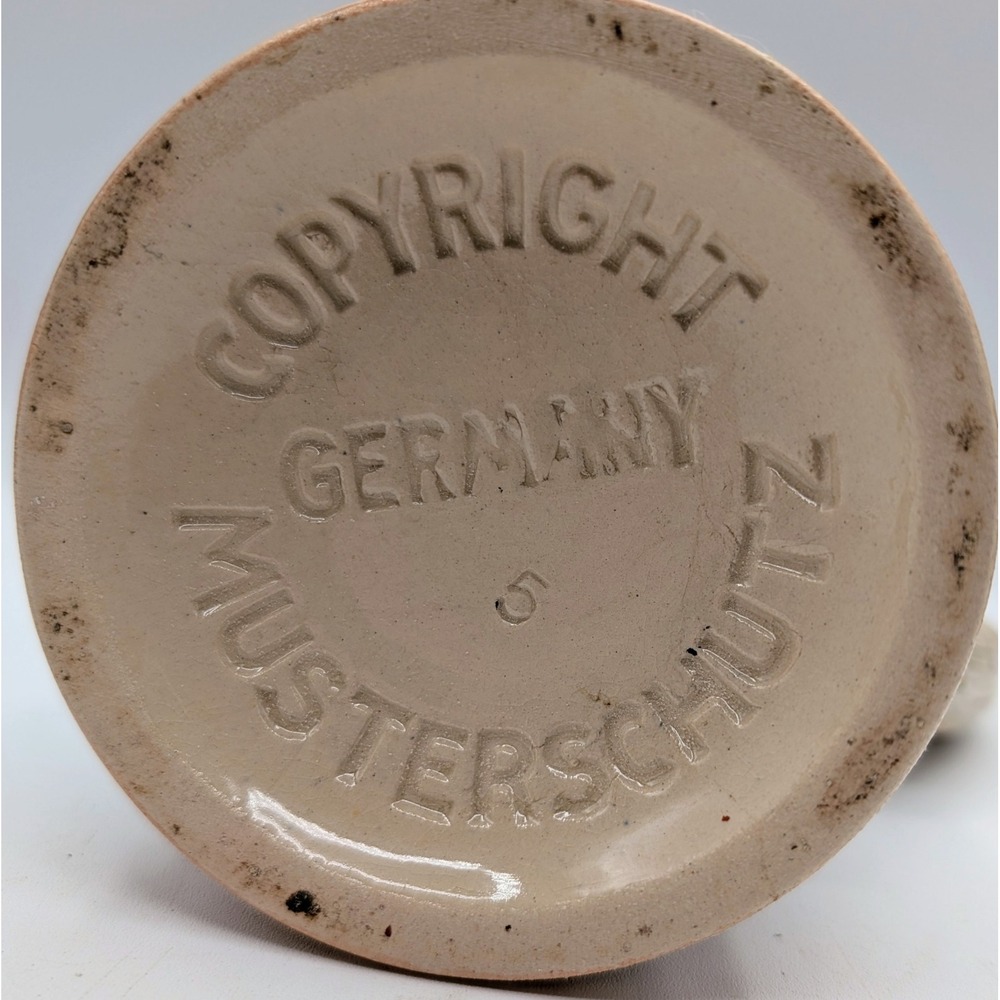 Vintage German Schnitzelbank Beer Stein Lidded Stoneware Mug Relief Folk Art - Picture 3 of 13